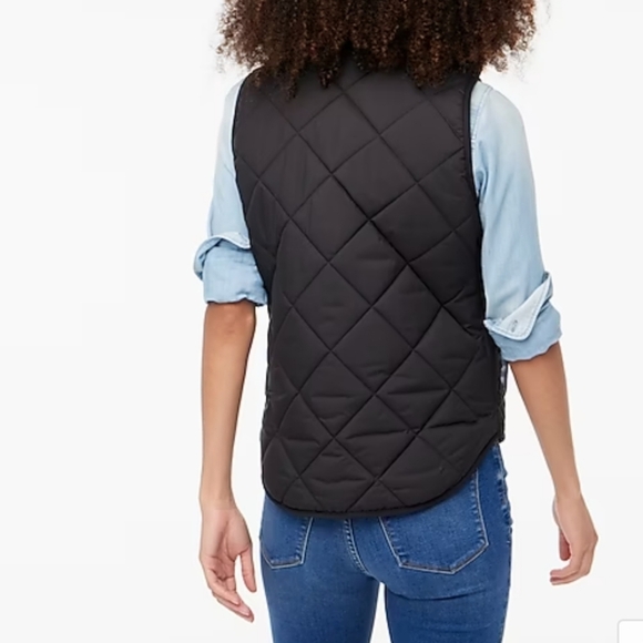 J. Crew Factory Puffer Vest Snap Pockets Black BJ901 Black Gold Zipper NEW Comfy - Picture 3 of 15